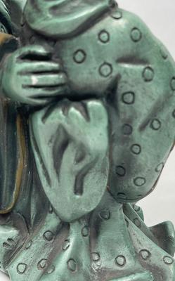 Large Mid-Century Universal Statuary Teal Green Copper Colored Chalkware Japan Figurines - Chicago