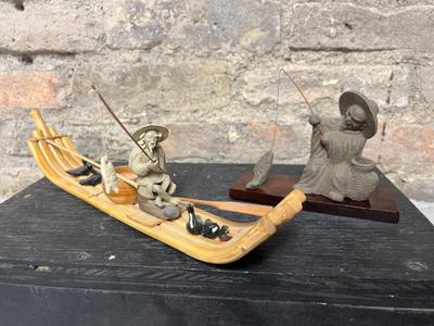 Sale Photo Thumbnail #266: Chinese mud man on bamboo raft & mud man figurine