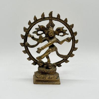 LOT 207K: Religious Statues: Brass Dancing Shiva Nataraja and More