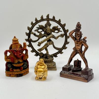 LOT 207K: Religious Statues: Brass Dancing Shiva Nataraja and More