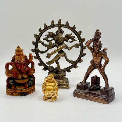 LOT 207K: Religious Statues: Brass Dancing Shiva Nataraja and More