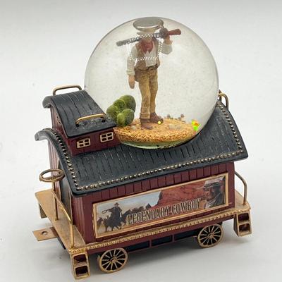 LOT 211K: Bradford Exchange John Wayne Express Water Globe Train Set