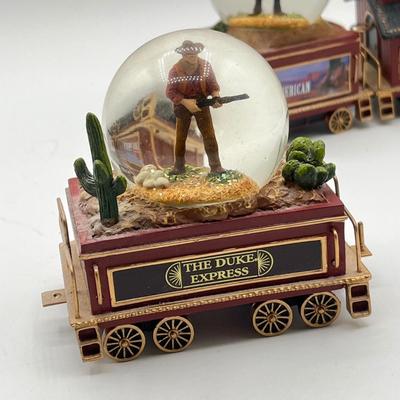 LOT 211K: Bradford Exchange John Wayne Express Water Globe Train Set