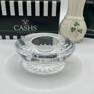 LOT 220K: Irish Crystal and Pottery - Belleek Vase, Waterford and Cash's Crystal