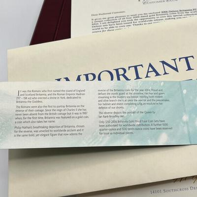 LOT 221: 2006 Deluxe Britannia Collection - Gold Proof Four Coin Set - 1.85 Ounces of Gold