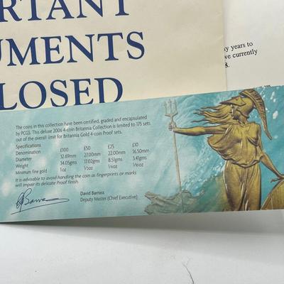 LOT 221: 2006 Deluxe Britannia Collection - Gold Proof Four Coin Set - 1.85 Ounces of Gold