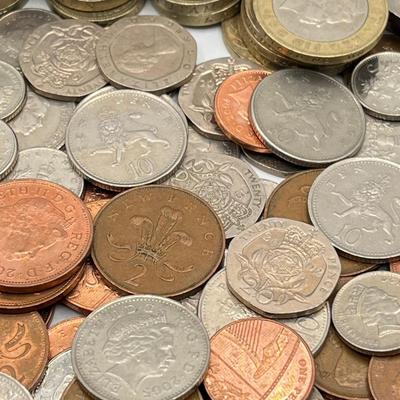 LOT 223J: Big Lot of British Coins - Uncirculated 1967 3-Pence - Over 80 Pounds in 1 and 2-Pound Coins