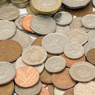 LOT 223J: Big Lot of British Coins - Uncirculated 1967 3-Pence - Over 80 Pounds in 1 and 2-Pound Coins