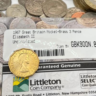 LOT 223J: Big Lot of British Coins - Uncirculated 1967 3-Pence - Over 80 Pounds in 1 and 2-Pound Coins