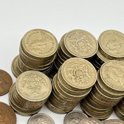 LOT 223J: Big Lot of British Coins - Uncirculated 1967 3-Pence - Over 80 Pounds in 1 and 2-Pound Coins