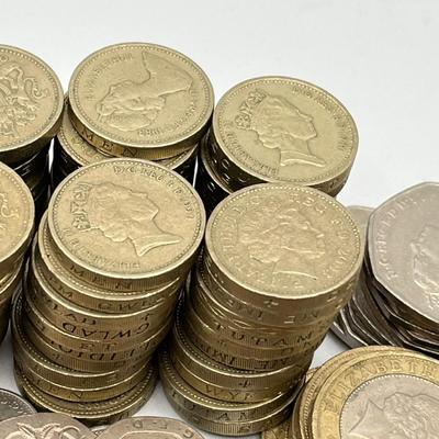 LOT 223J: Big Lot of British Coins - Uncirculated 1967 3-Pence - Over 80 Pounds in 1 and 2-Pound Coins