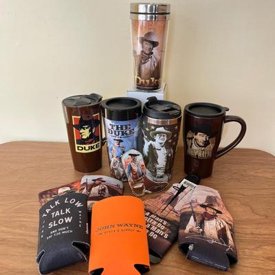 LOT 226K: John Wayne Travel Mugs, Beer Koozies and More