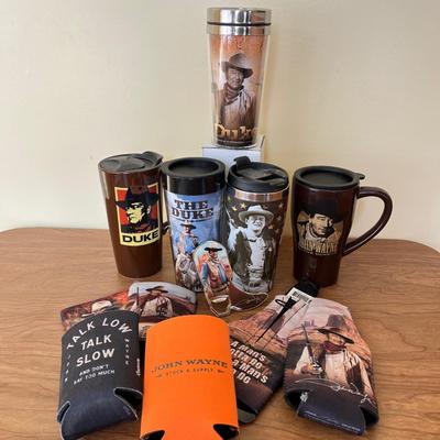 LOT 226K: John Wayne Travel Mugs, Beer Koozies and More