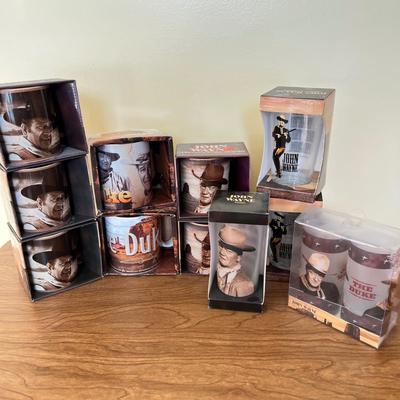 LOT 227K: New in Package John Wayne Coffee Mugs and Glasses