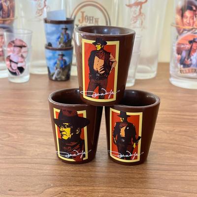 LOT 228K: John Wayne Decanter, Glasses, Shot Glasses