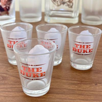 LOT 228K: John Wayne Decanter, Glasses, Shot Glasses