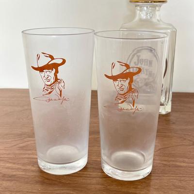 LOT 228K: John Wayne Decanter, Glasses, Shot Glasses