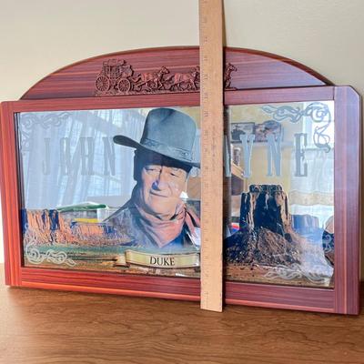 LOT 230K: John Wayne Collectibles - Saloon Mirror, Clock, Magnets and More