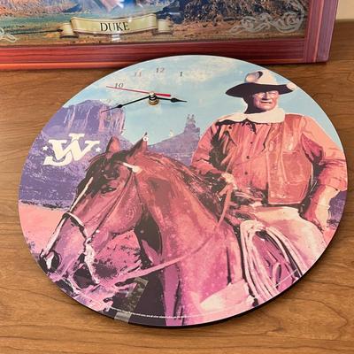 LOT 230K: John Wayne Collectibles - Saloon Mirror, Clock, Magnets and More