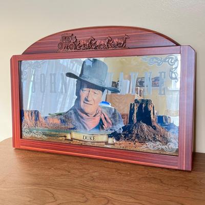 LOT 230K: John Wayne Collectibles - Saloon Mirror, Clock, Magnets and More