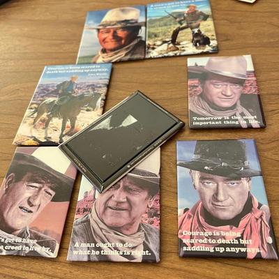 LOT 230K: John Wayne Collectibles - Saloon Mirror, Clock, Magnets and More