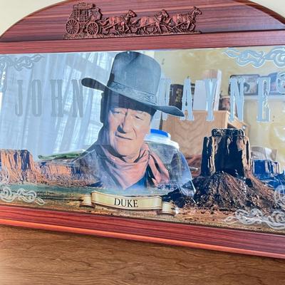 LOT 230K: John Wayne Collectibles - Saloon Mirror, Clock, Magnets and More