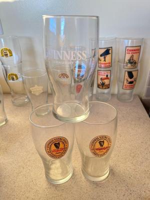 LOT 234K: Big Lot Of Beer Glasses and Bar Towels
