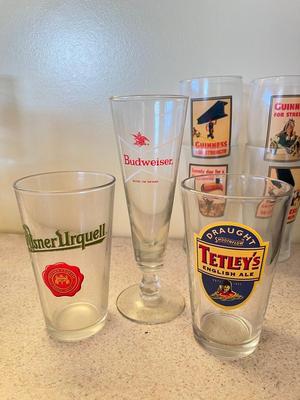 LOT 234K: Big Lot Of Beer Glasses and Bar Towels