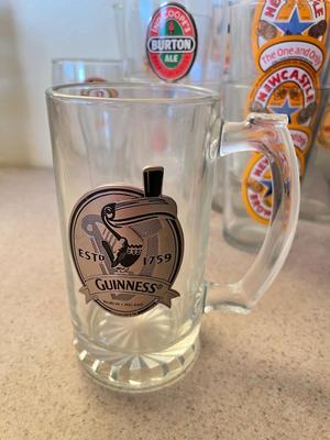 LOT 234K: Big Lot Of Beer Glasses and Bar Towels