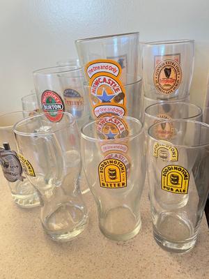 LOT 234K: Big Lot Of Beer Glasses and Bar Towels