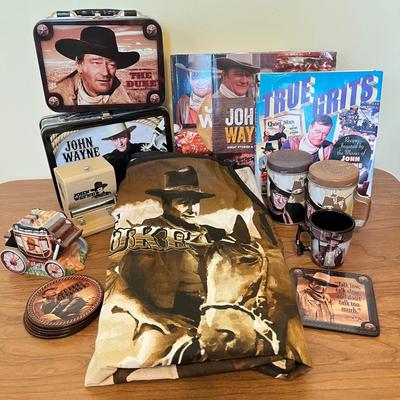 LOT 235K: John Wayne Memorabilia - Cookbooks, Lunchboxes, Salt and Pepper Shakers and More