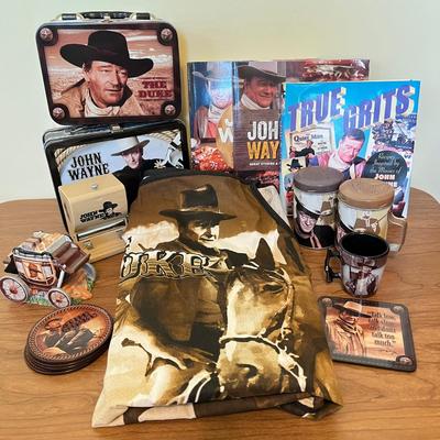 LOT 235K: John Wayne Memorabilia - Cookbooks, Lunchboxes, Salt and Pepper Shakers and More