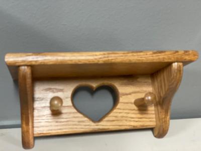 Wood heart shelf decor