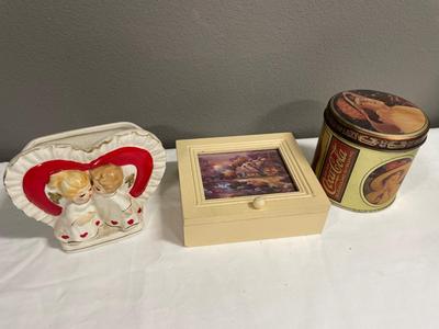Small tin, heart planter and small jewelry holder