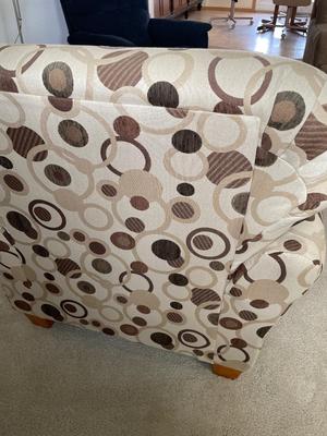 Cream and brown accent chair