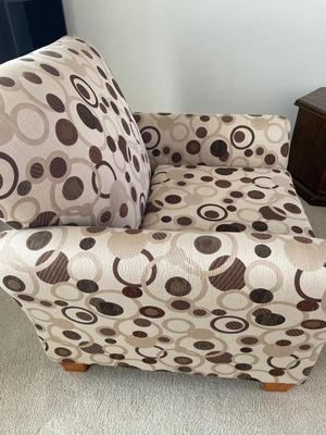 Cream and brown accent chair