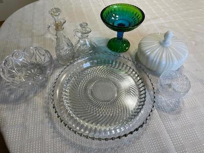 Clear Glass, milk glass & Jeannette glass decor