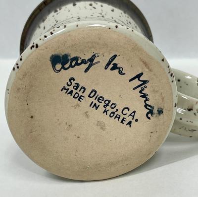 Hand-thrown Pottery Coffee Mug personalized with {"Sandra" from Clay in Mina" in San Diego CA