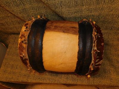 Vintage Double Headed African Dunun Drum 15.5”x13”x13”