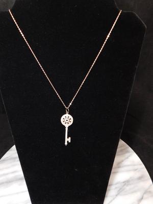 925 Sterling Key Pendant w/ 925 Chain 24”, 6.6g