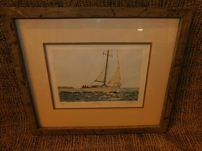 Framed & Matted “Sailing” Print 31/150, Signed 16”x13.75”