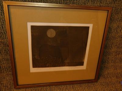 Vintage ‘Nightling’ Lithograph 4/15, Signed Douglas Russell 16.5”x15”