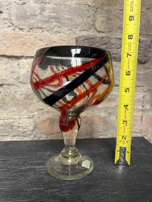 Blown glass swirl pattern sangria set