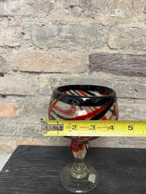 Blown glass swirl pattern sangria set
