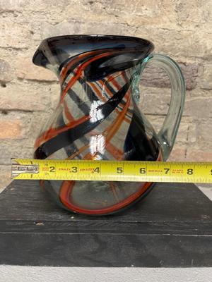 Blown glass swirl pattern sangria set