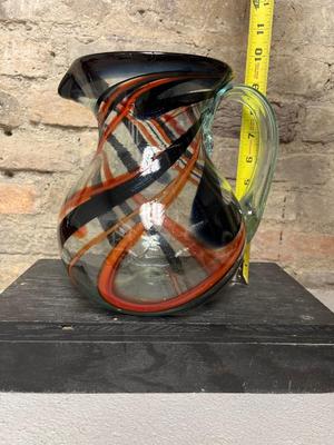 Blown glass swirl pattern sangria set