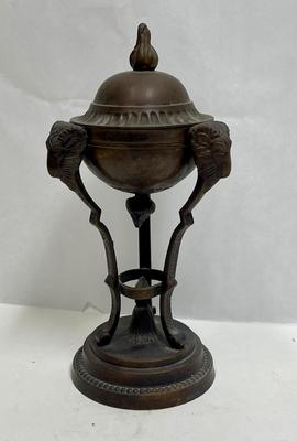 Vintage Bronze Rams Head Neoclassical Rare Urn or Incense Burner