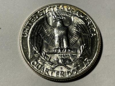 1958-D BRILLIANT UNCIRCULATED CONDITION WASHINGTON SILVER QUARTER AS PICTURED. FREE DOMESTIC SHIPPING.