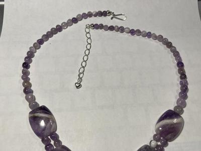 DTR/Jay King New Never Worn Amethyst Quartz Bead & Chunks 20-22" Adjustable Necklace w/Sterling Silver Clasp & Chain as...