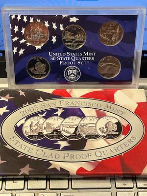 2005-S 5-COIN CLAD STATEHOOD QUARTER PROOF SET AS PICTURED. FREE DOMESTIC SHIPPING.